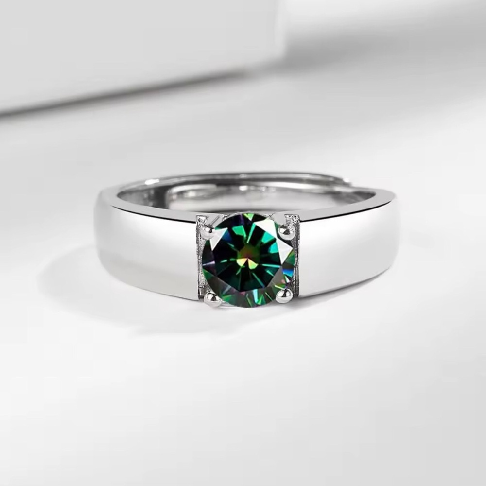 Sterling Silver Ring with Moissanite Stone